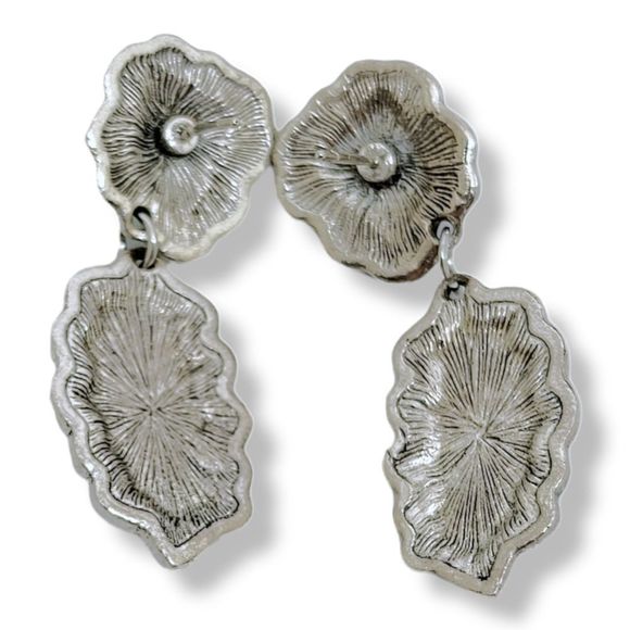 Silver-Tone Southwest Design Simulated Gemstone Drop Dangle Pierced Earrings - Picture 4 of 6